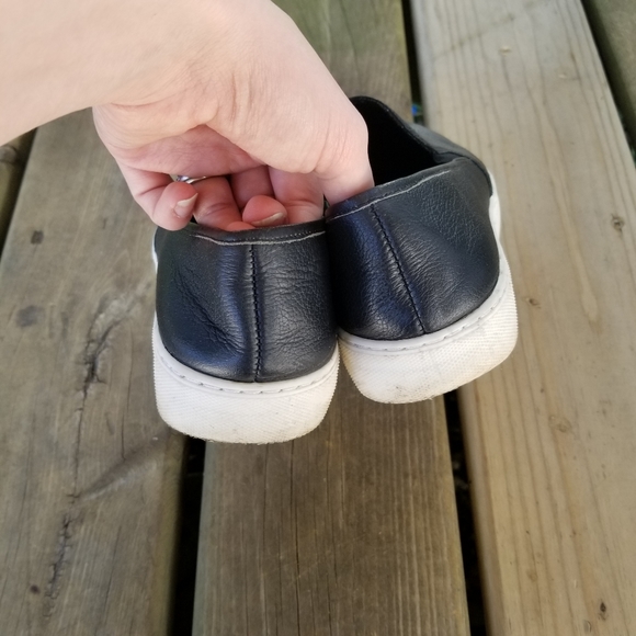Chelsea + Crew Black Leather Slip On Sneakers 9 - Picture 4 of 6